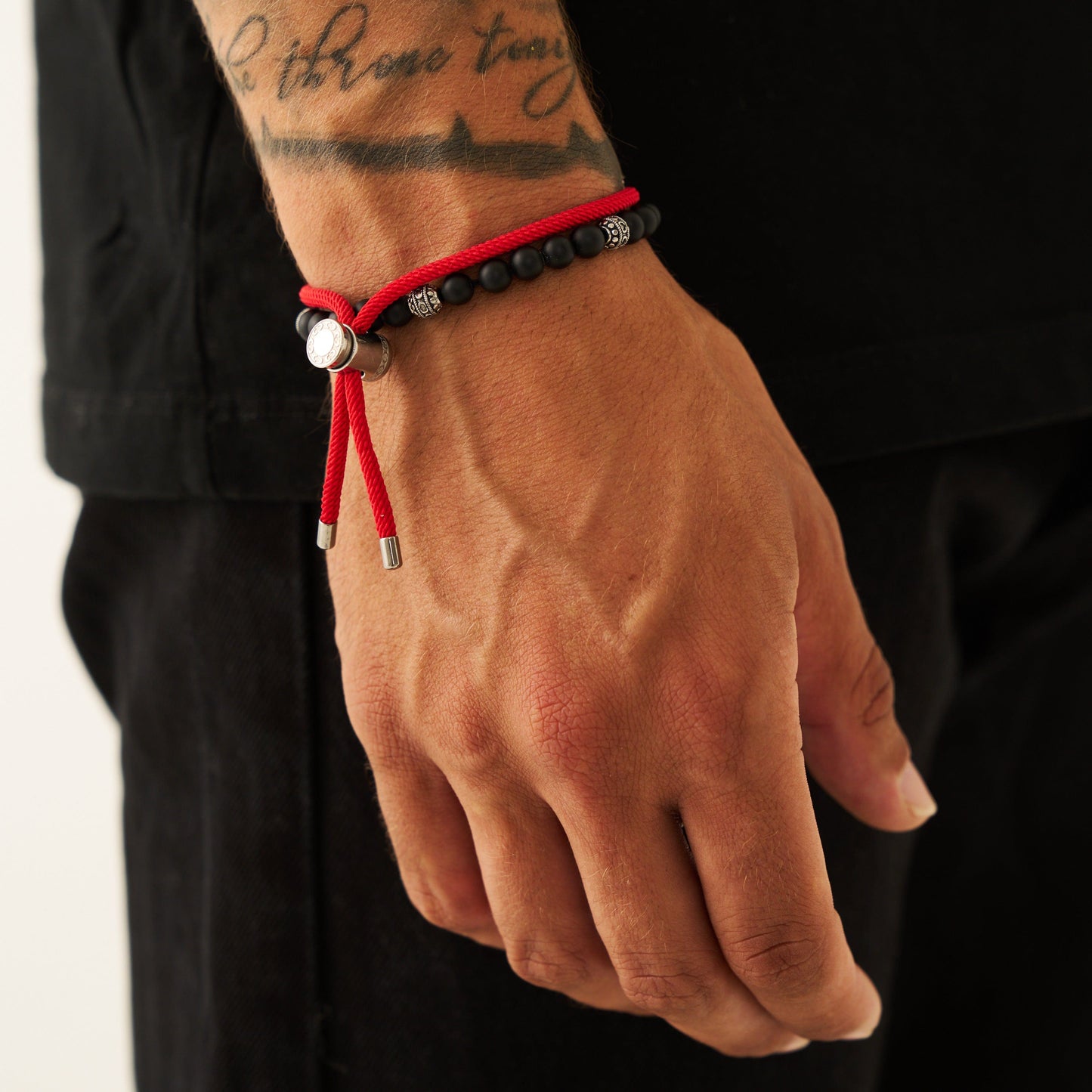 Rode Koord Toggle Armband (Zilver)