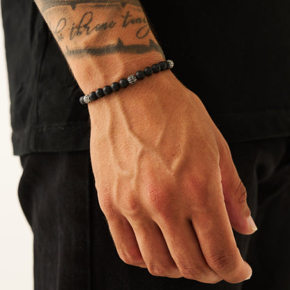 Matte Onyx Steen Armband (Zilver)