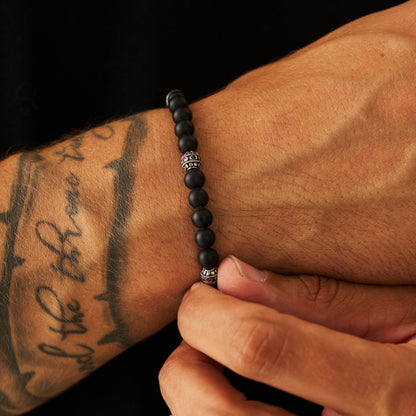 Matte Onyx Steen Armband (Zilver)