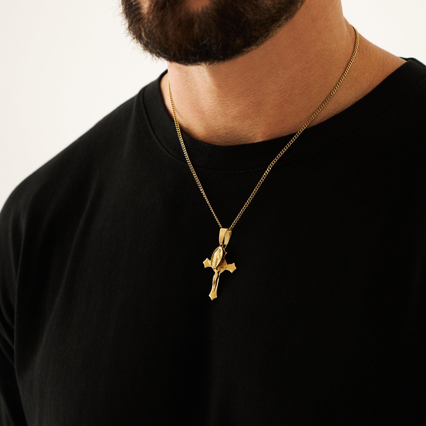 Jezus & Maria Kruis Hanger (Goud)
