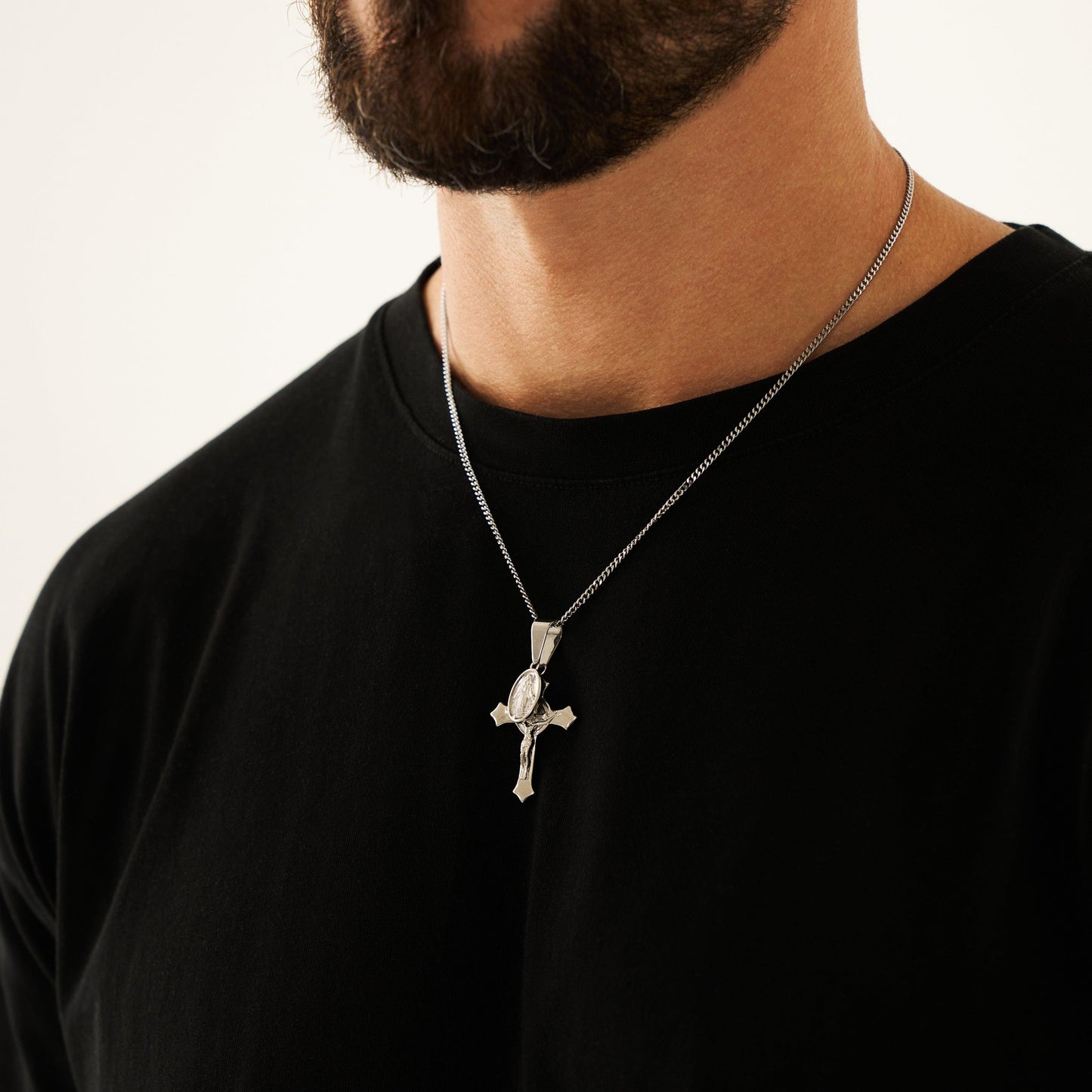 Jezus & Maria Kruis Hanger (Zilver)