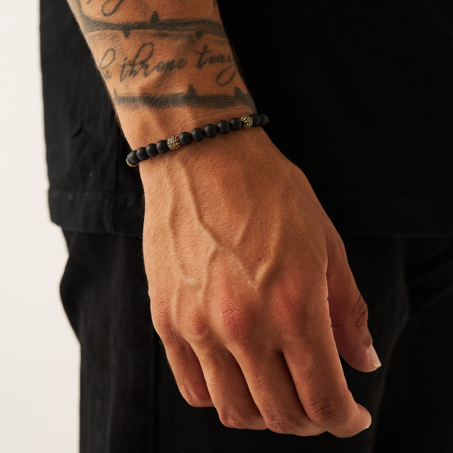 Matte Onyx Steen Armband (Goud)