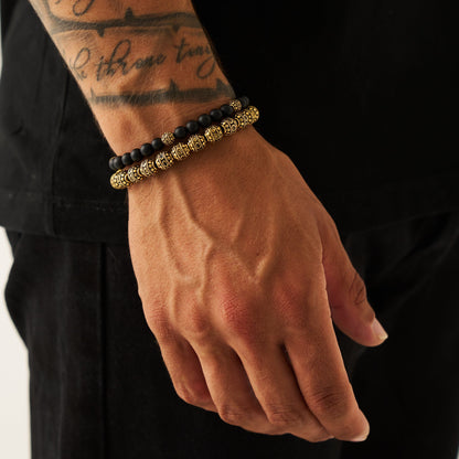Matte Onyx Steen Armband (Goud)