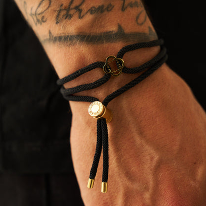 Zwarte Koord Toggle Armband (Goud)