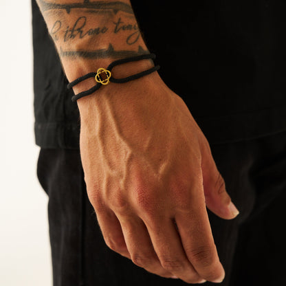 Zwarte Koord Armband (Goud)