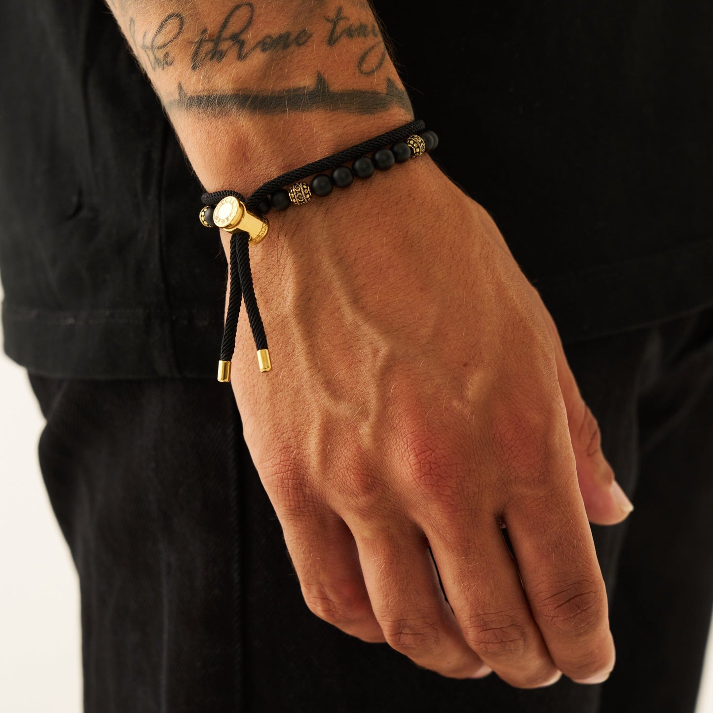 Zwarte Koord Toggle Armband (Goud)