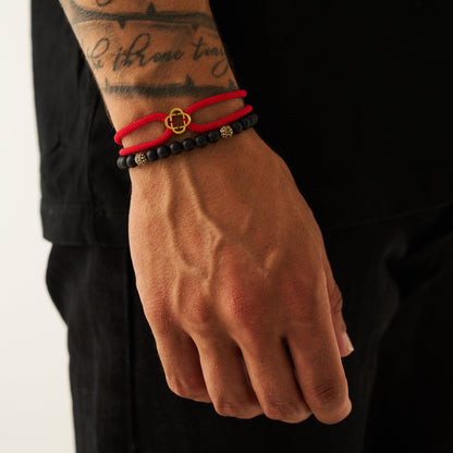 Rode Koord Armband (Goud)