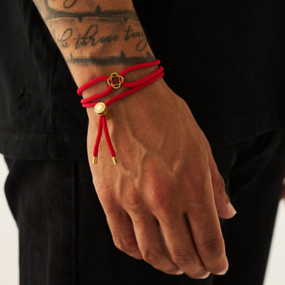 Rode Koord Toggle Armband (Goud)
