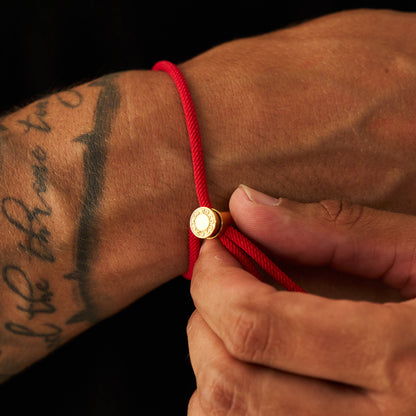 Rode Koord Toggle Armband (Goud)