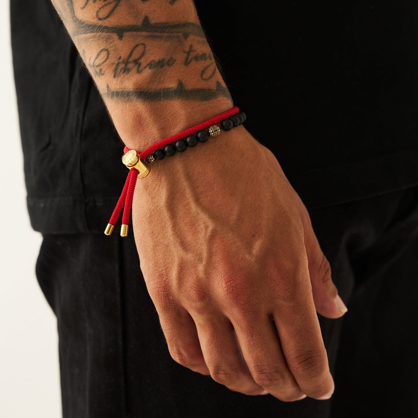 Rode Koord Toggle Armband (Goud)