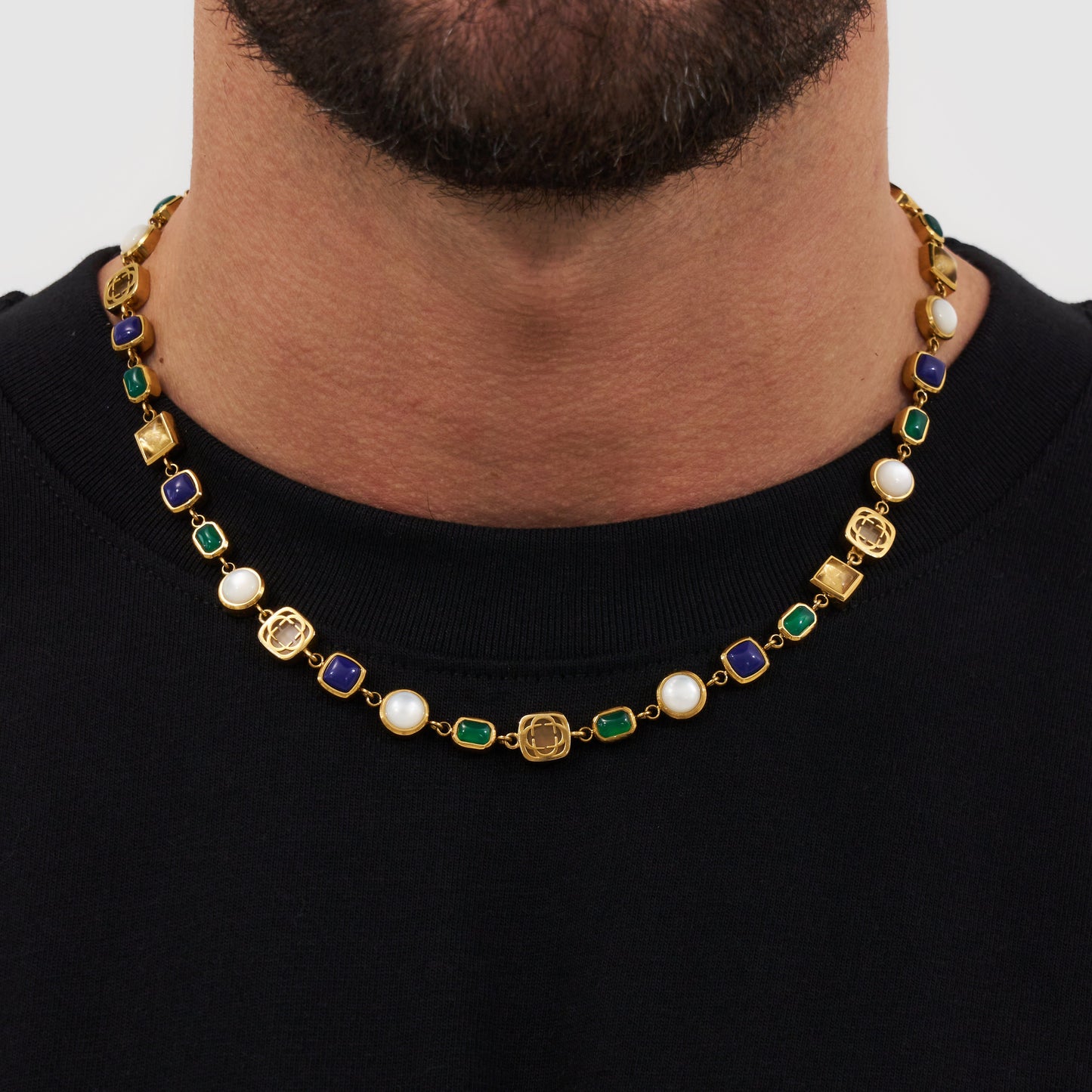Blauwe Kristallen Edelsteen Set (Goud)