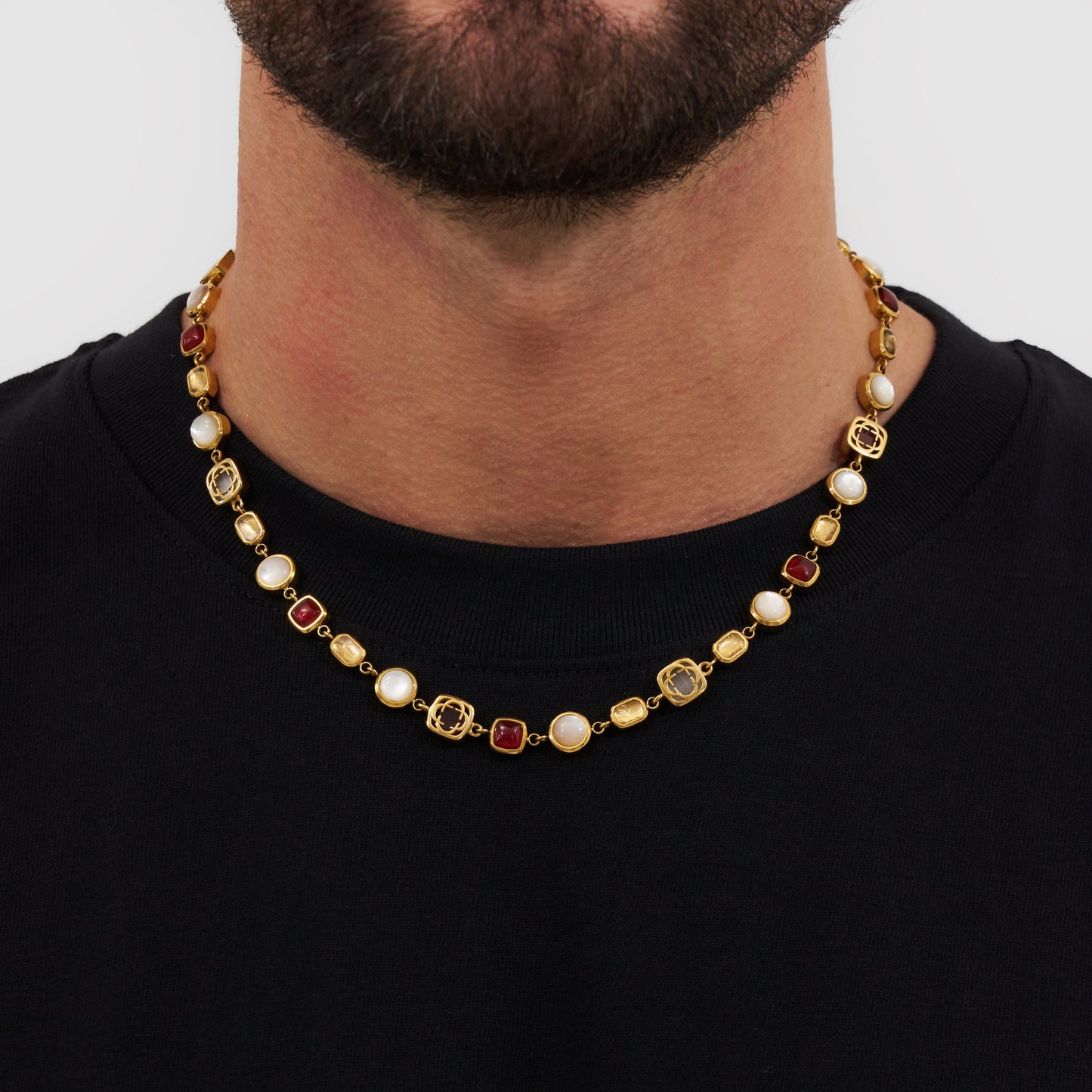 Rode Kristallen Sieraad Ketting (Goud)