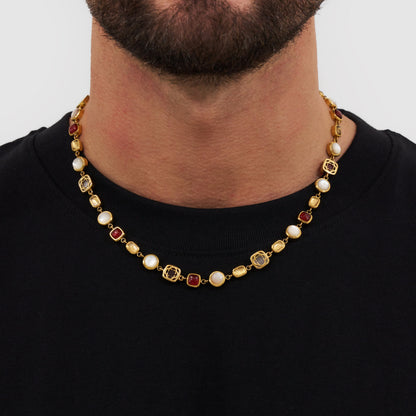 Rode Kristallen Sieraad Ketting (Goud)