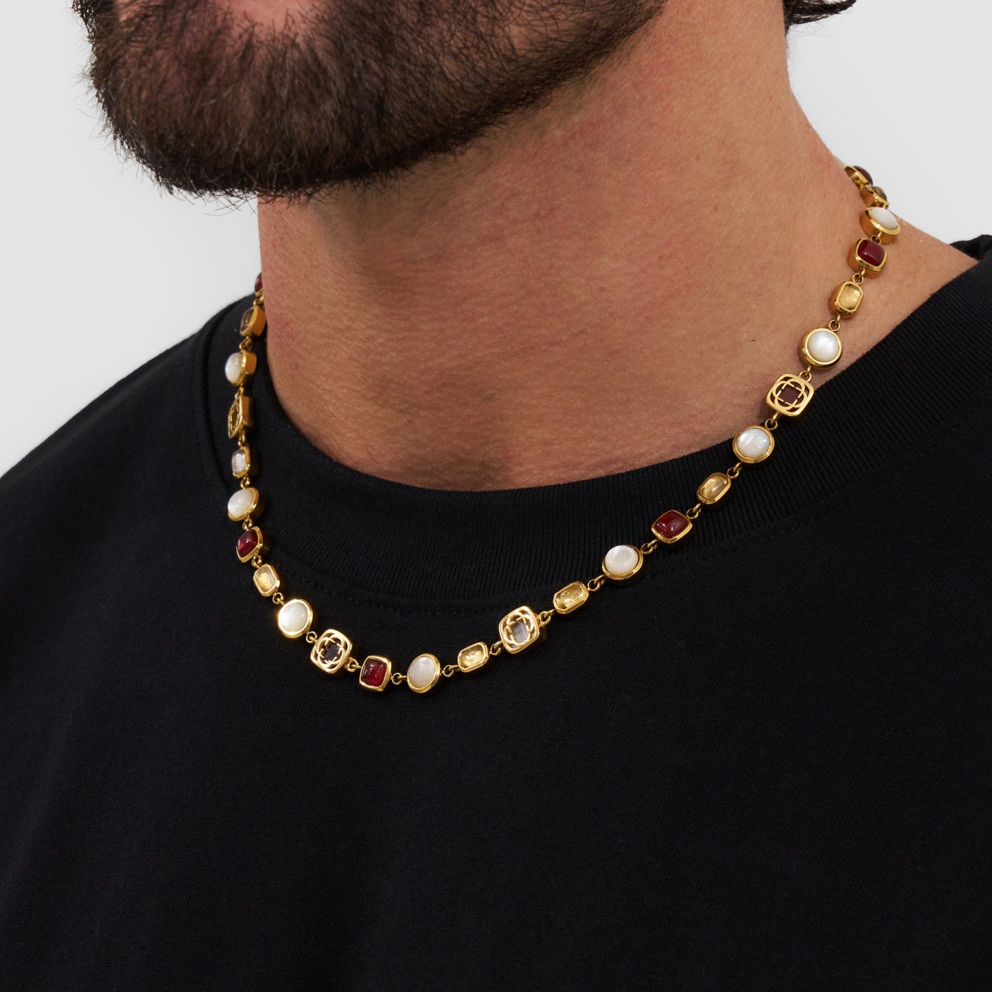 Rode Kristallen Sieraad Ketting (Goud)