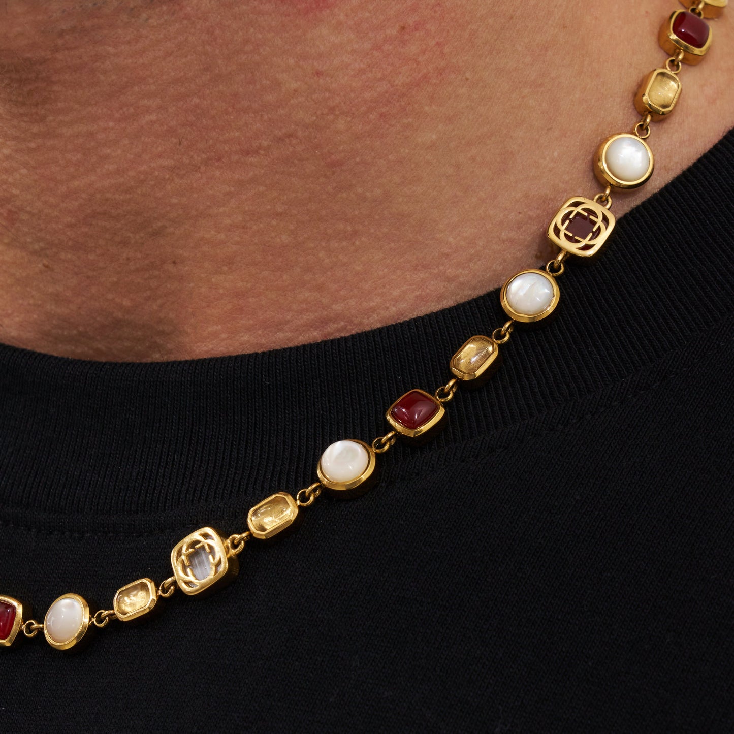 Rode Kristallen Sieraad Ketting (Goud)