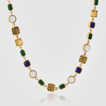 Blauwe Kristallen Sieraad Ketting (Goud)