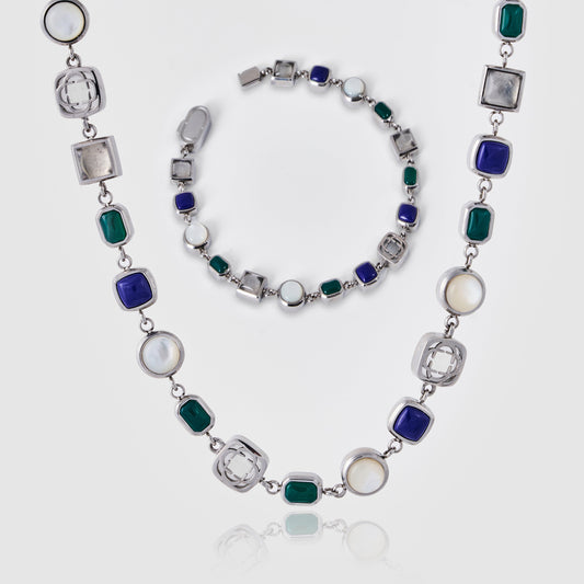 Blauwe Kristallen Edelsteen Set (Zilver)