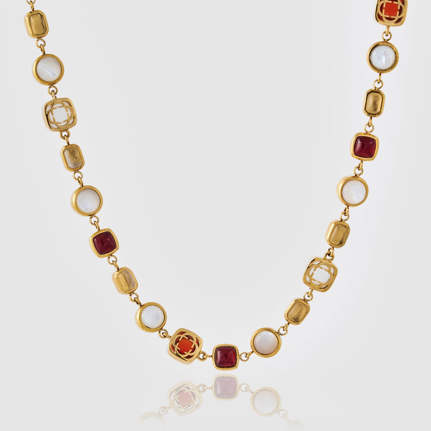 Rode Kristallen Sieraad Ketting (Goud)