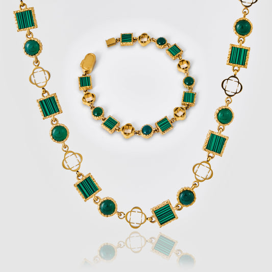 Groene Kwarts Edelsteen Set (Goud)