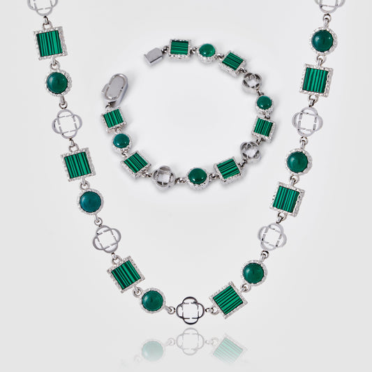 Groene Kwarts Edelsteen Set (Zilver)
