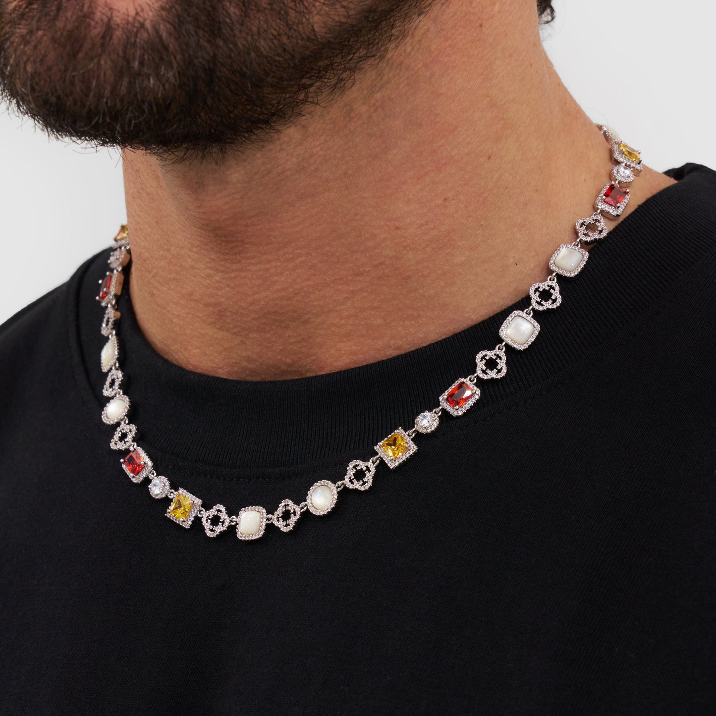 Iced Gemstone Necklace (Zilver)
