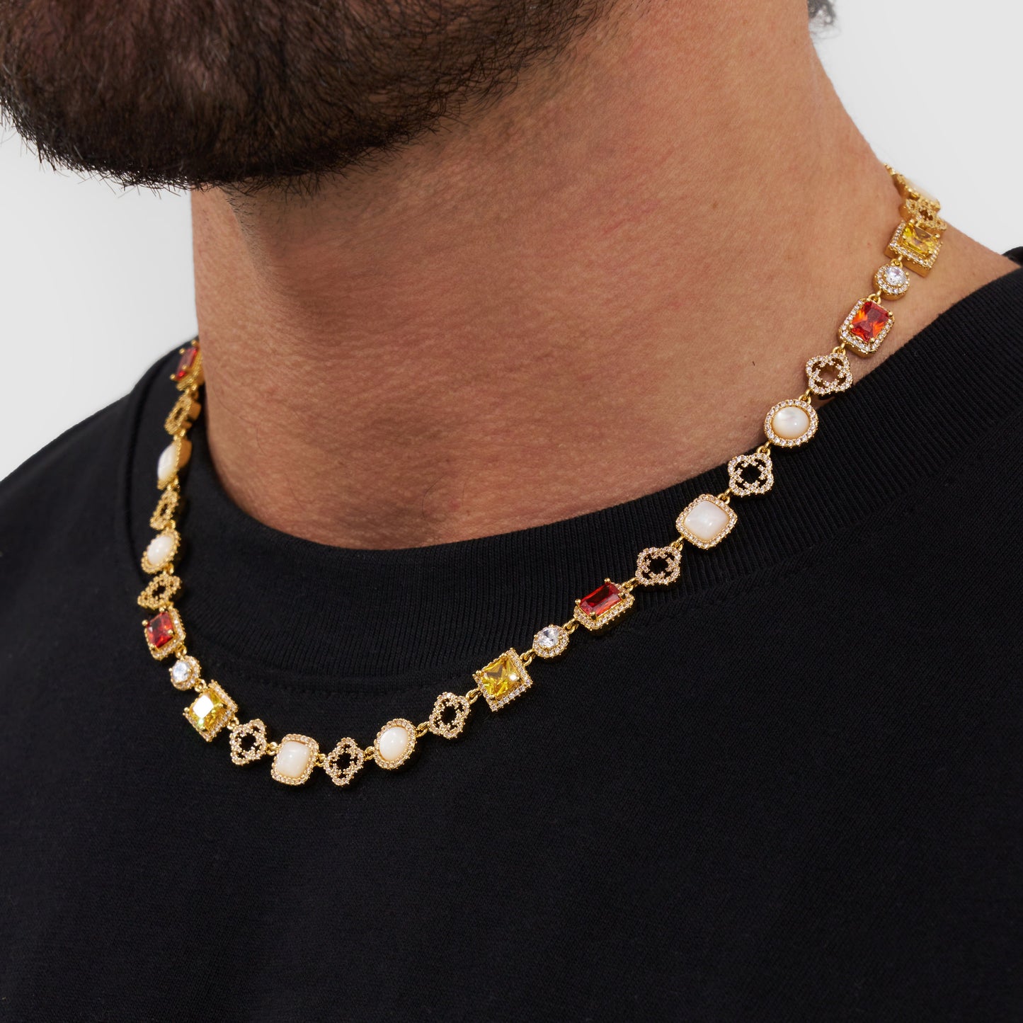 Iced Gemstone Necklace (Goud)