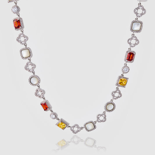 Iced Gemstone Necklace (Zilver)