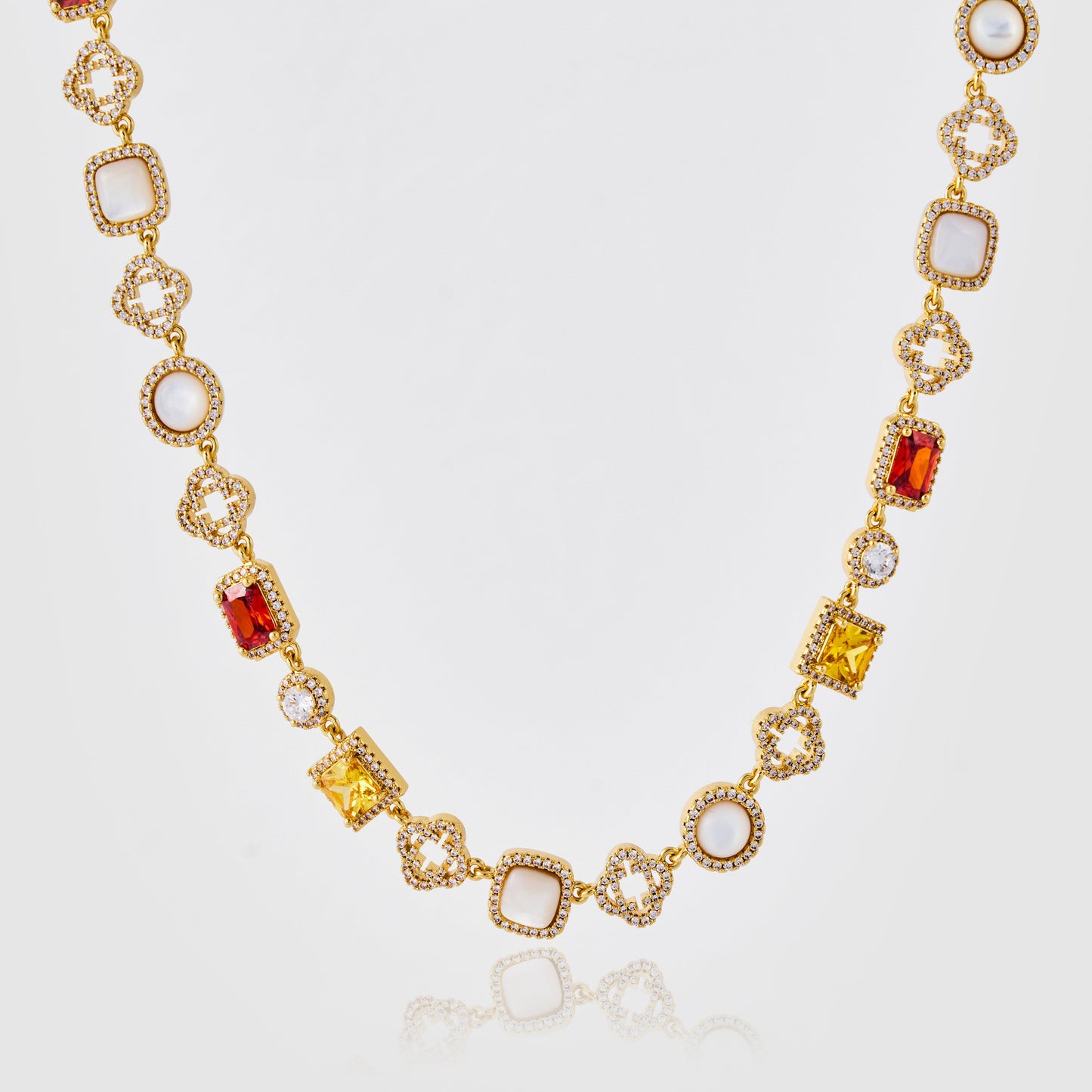 Iced Gemstone Necklace (Goud)