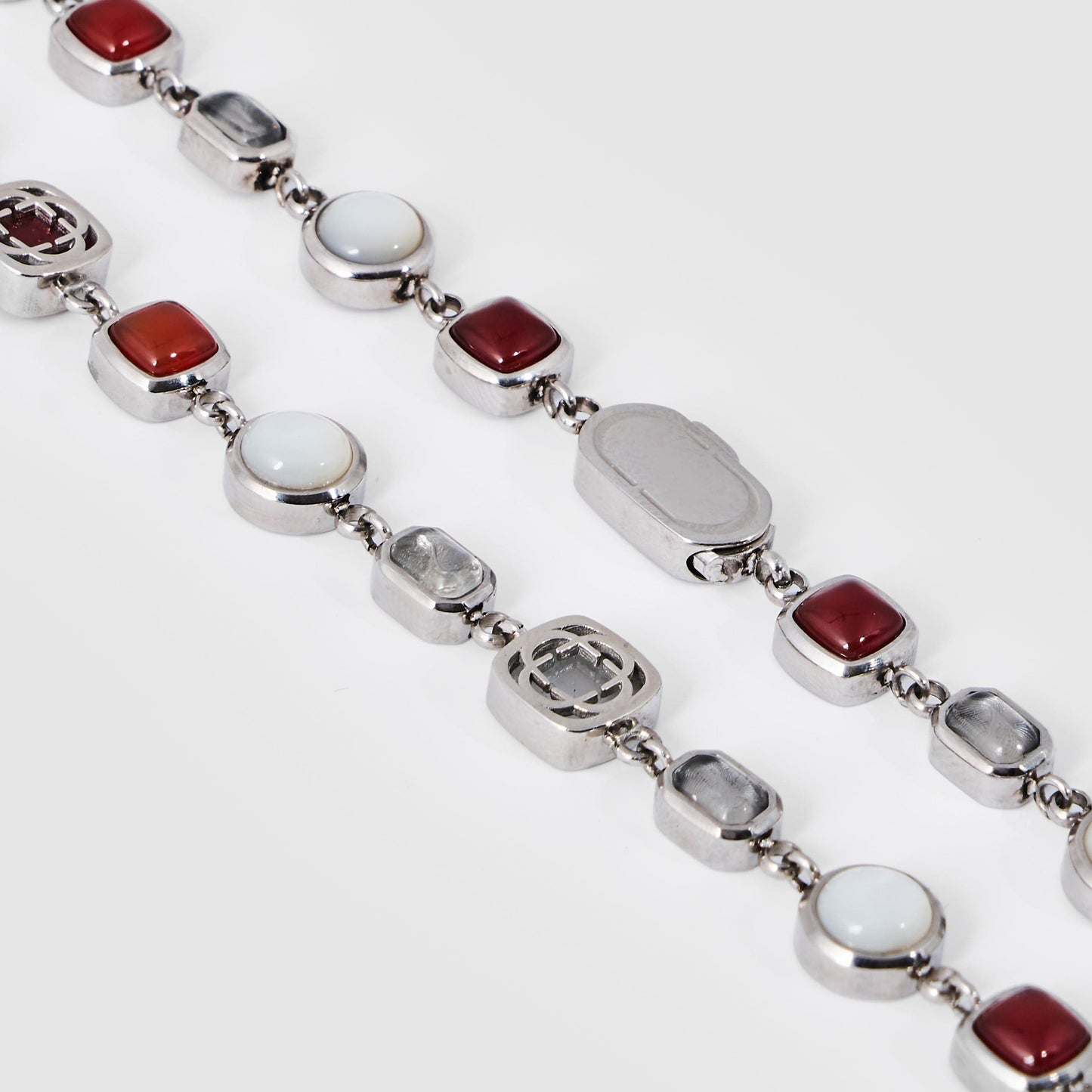 Rode Kristallen Edelsteen Ketting (Zilver)