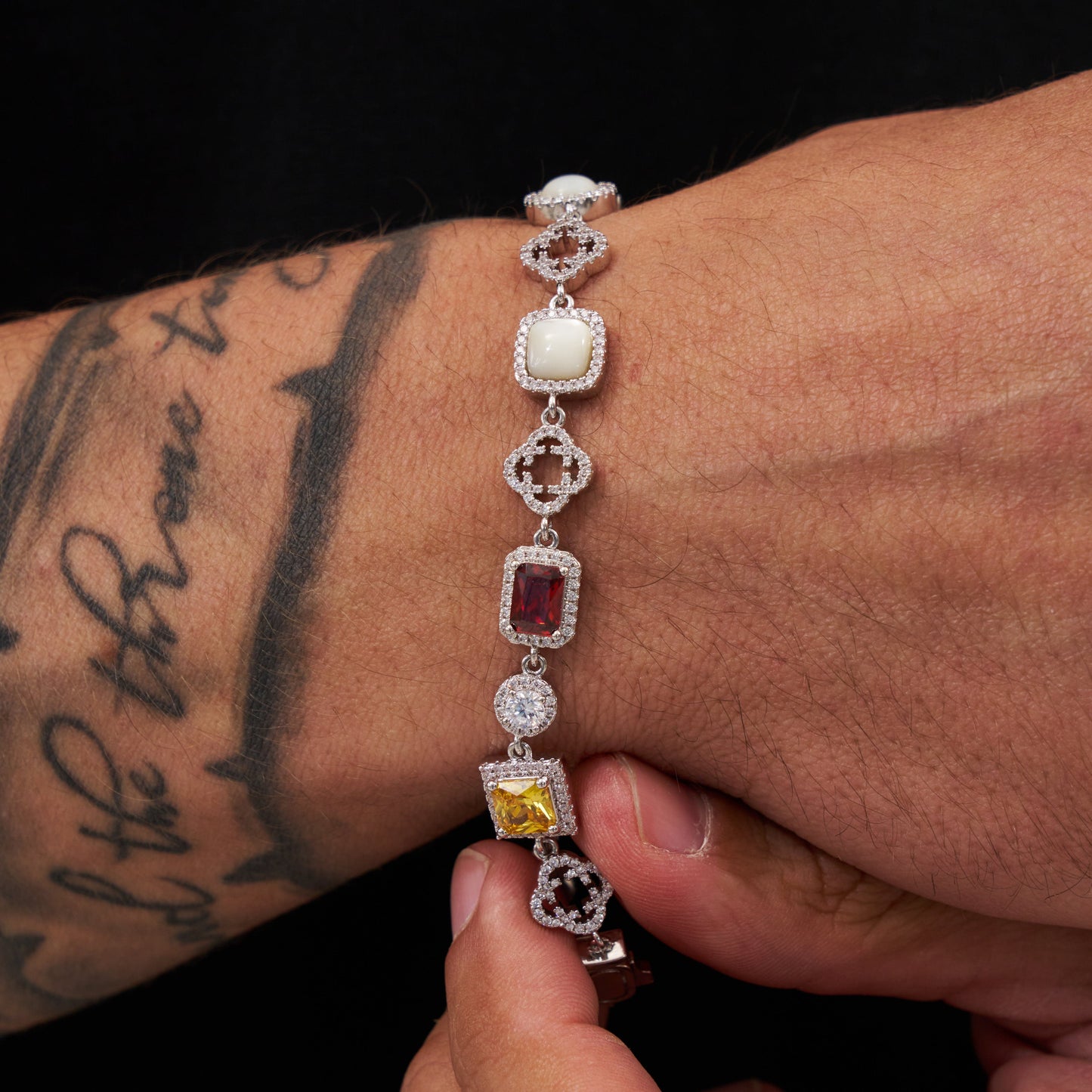 Iced Gemstone Armband (Zilver)