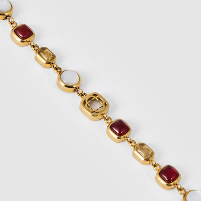 Rode Kristallen Edelsteen Armband (Goud)
