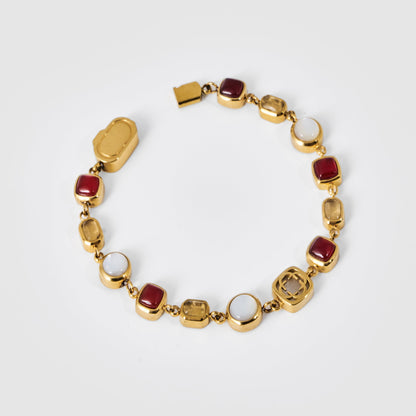 Rode Kristallen Edelsteen Armband (Goud)