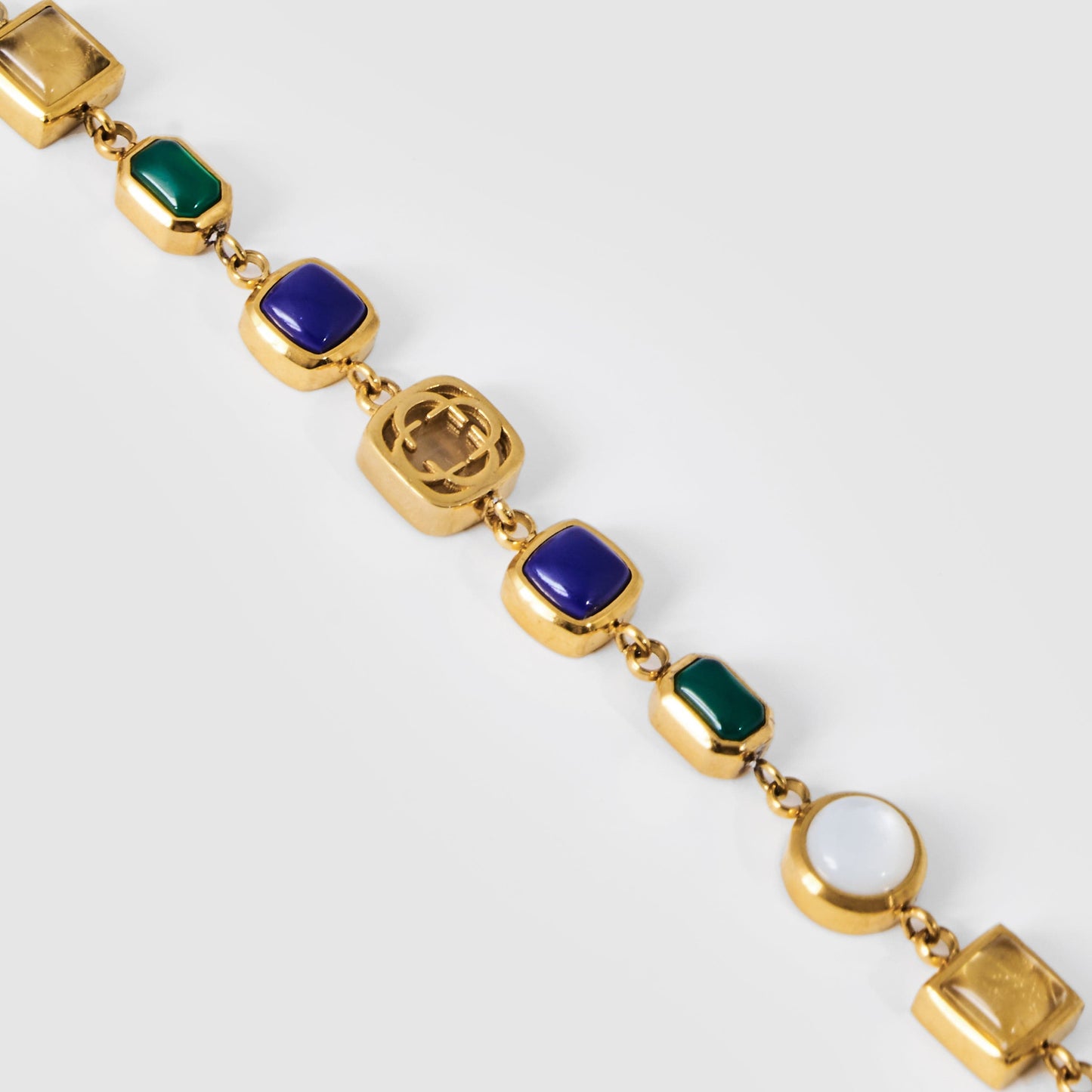 Blauwe Kristallen Edelsteen Armband (Goud)