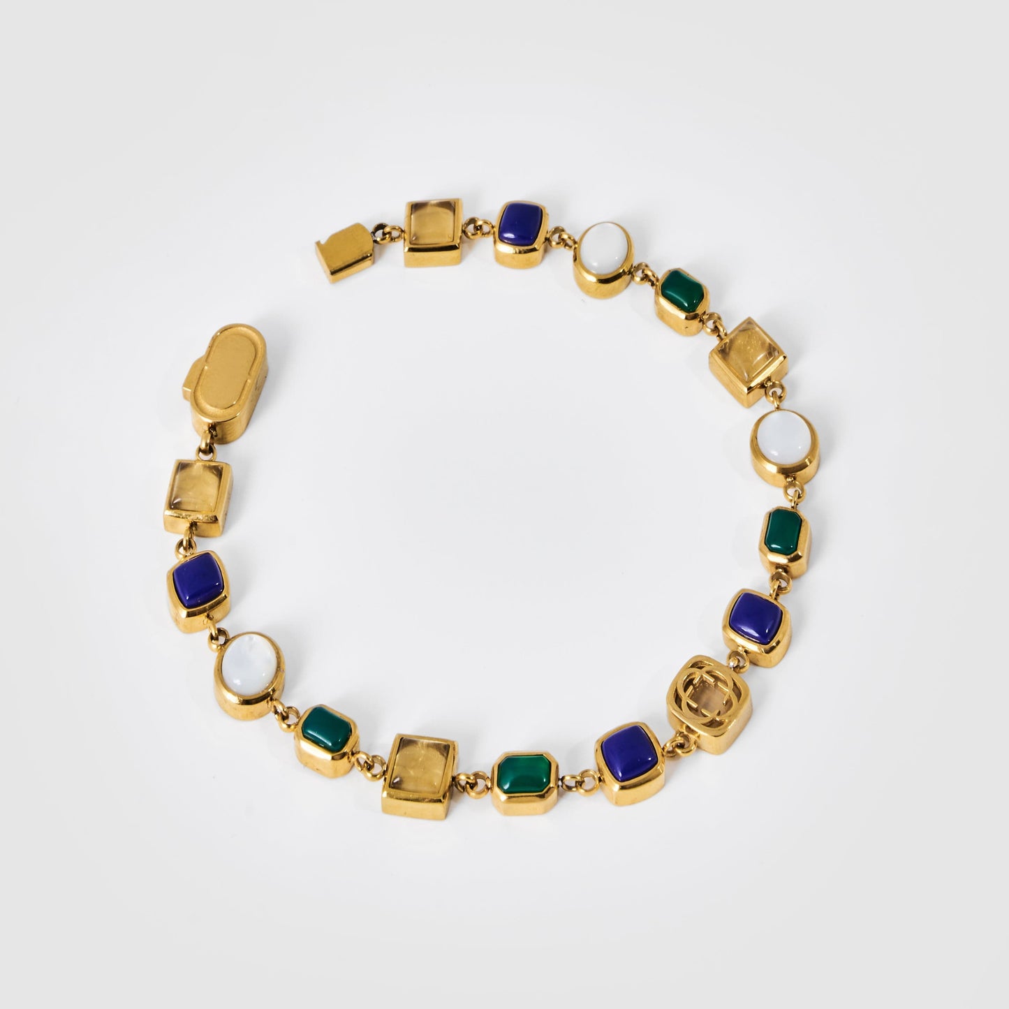 Blauwe Kristallen Edelsteen Armband (Goud)