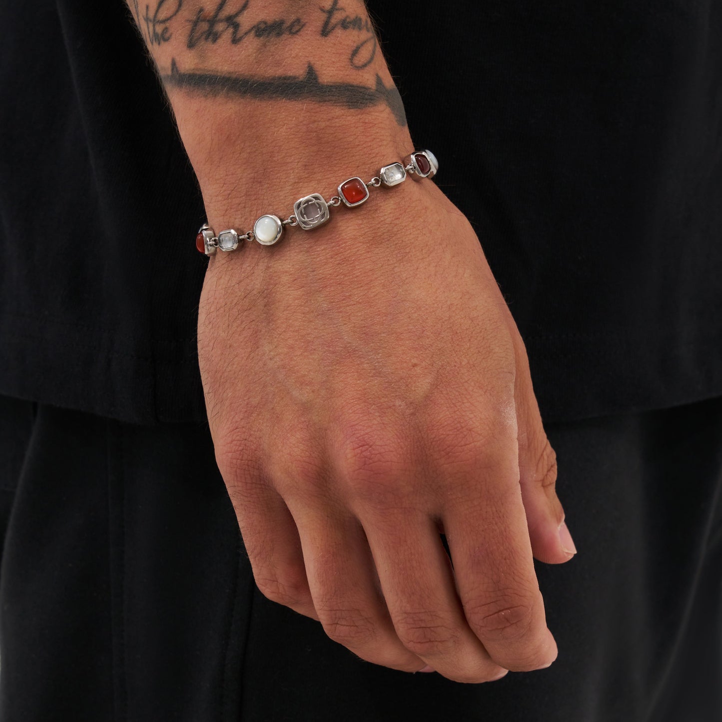 Rode Kristallen Sieraad Armband (Zilver)