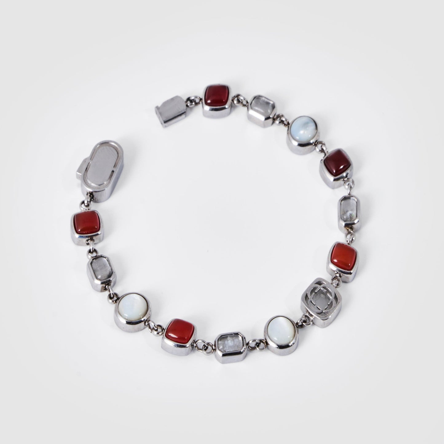 Rode Kristallen Sieraad Armband (Zilver)