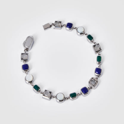 Blauwe Kristallen Edelsteen Armband (Zilver)