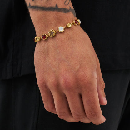 Rode Kristallen Edelsteen Armband (Goud)