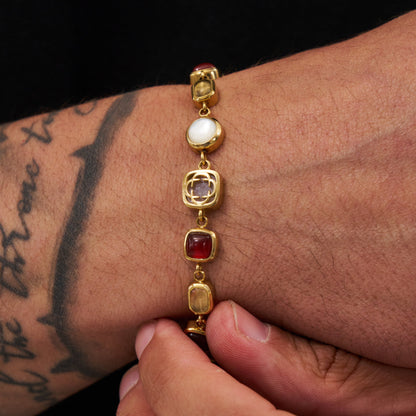 Rode Kristallen Edelsteen Armband (Goud)
