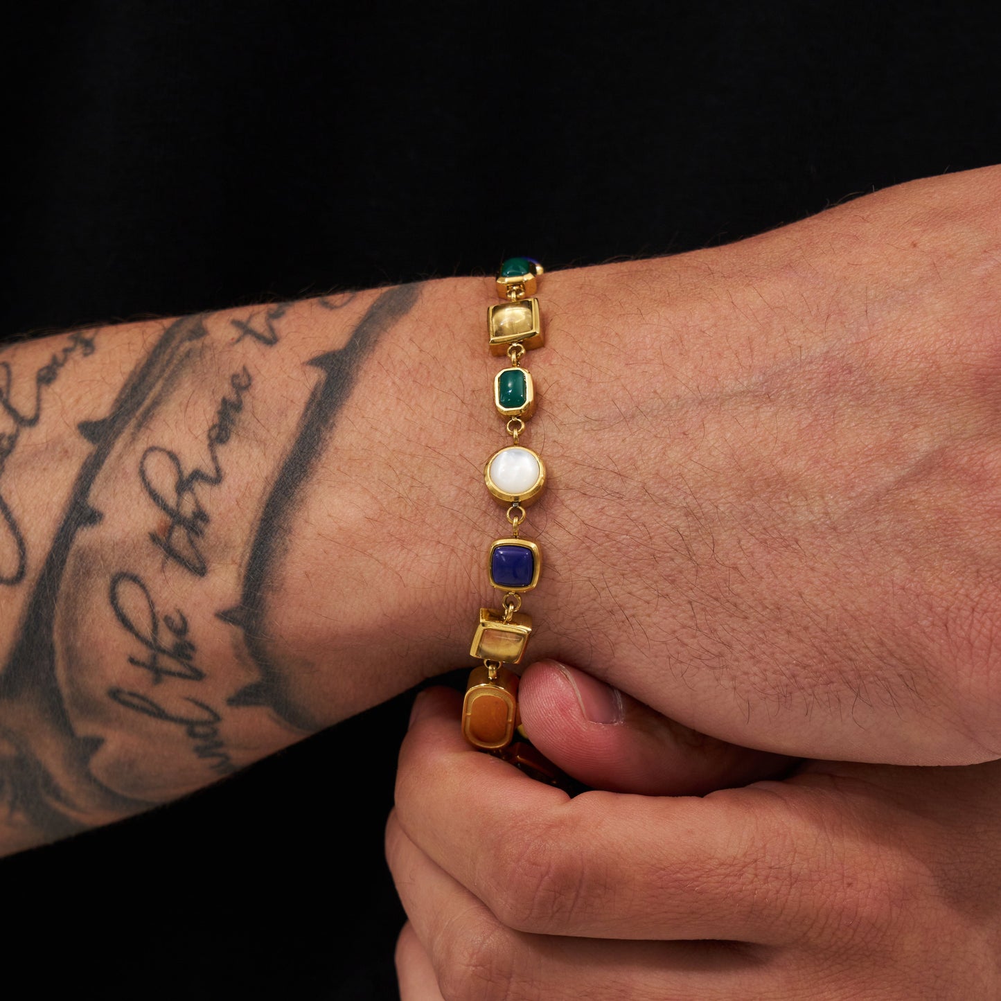 Blauwe Kristallen Edelsteen Armband (Goud)