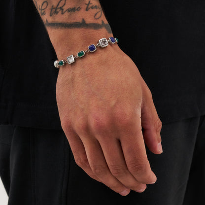 Blauwe Kristallen Edelsteen Armband (Zilver)