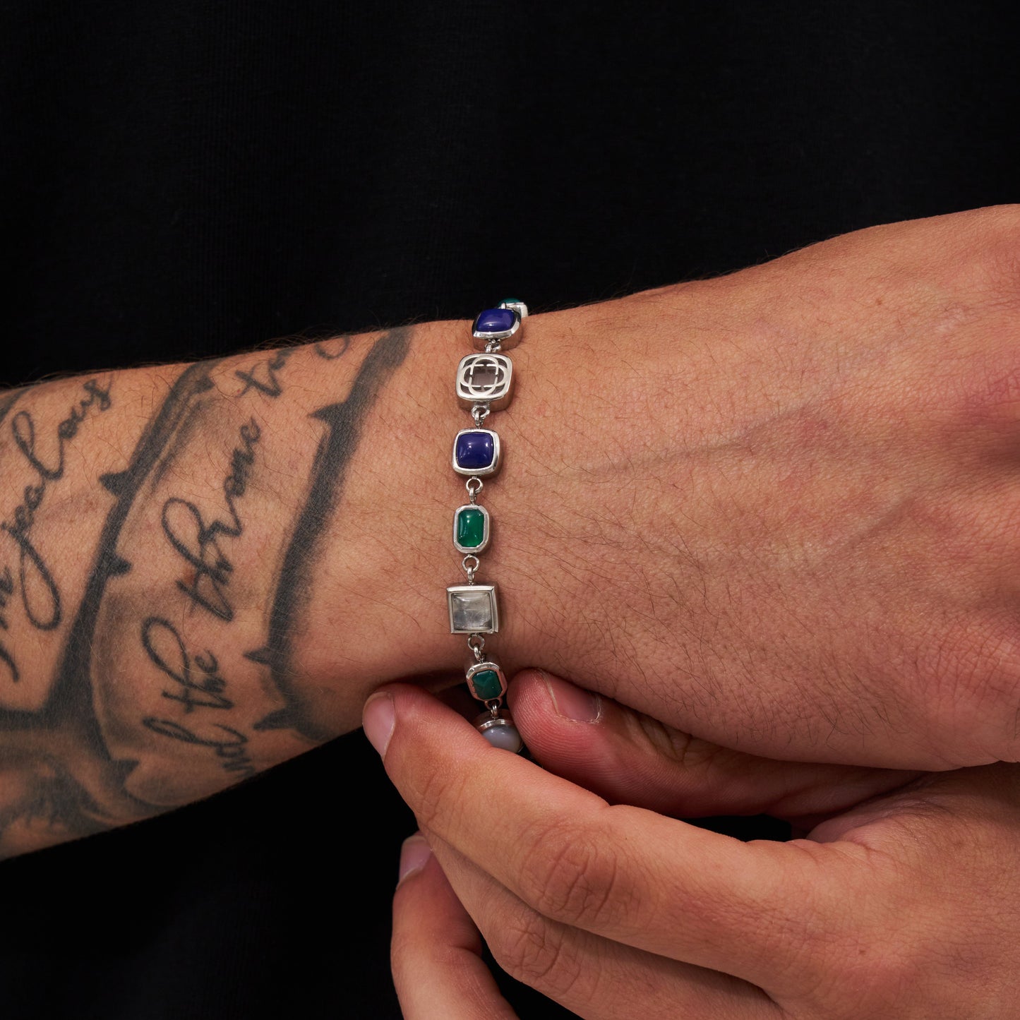 Blauwe Kristallen Edelsteen Armband (Zilver)