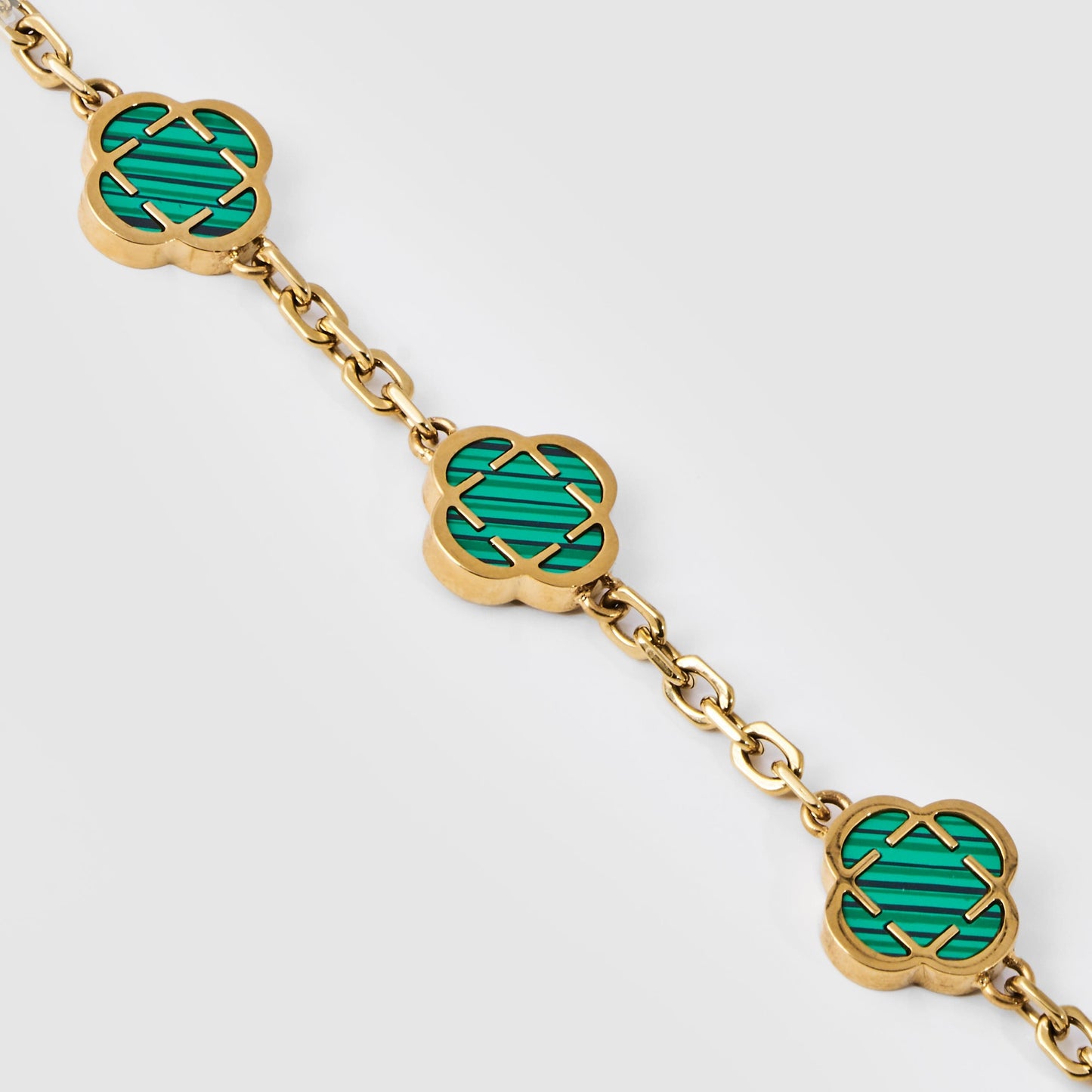 Malachiet Klavertsteen Armband (Goud)