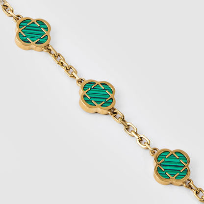 Malachiet Klavertsteen Armband (Goud)