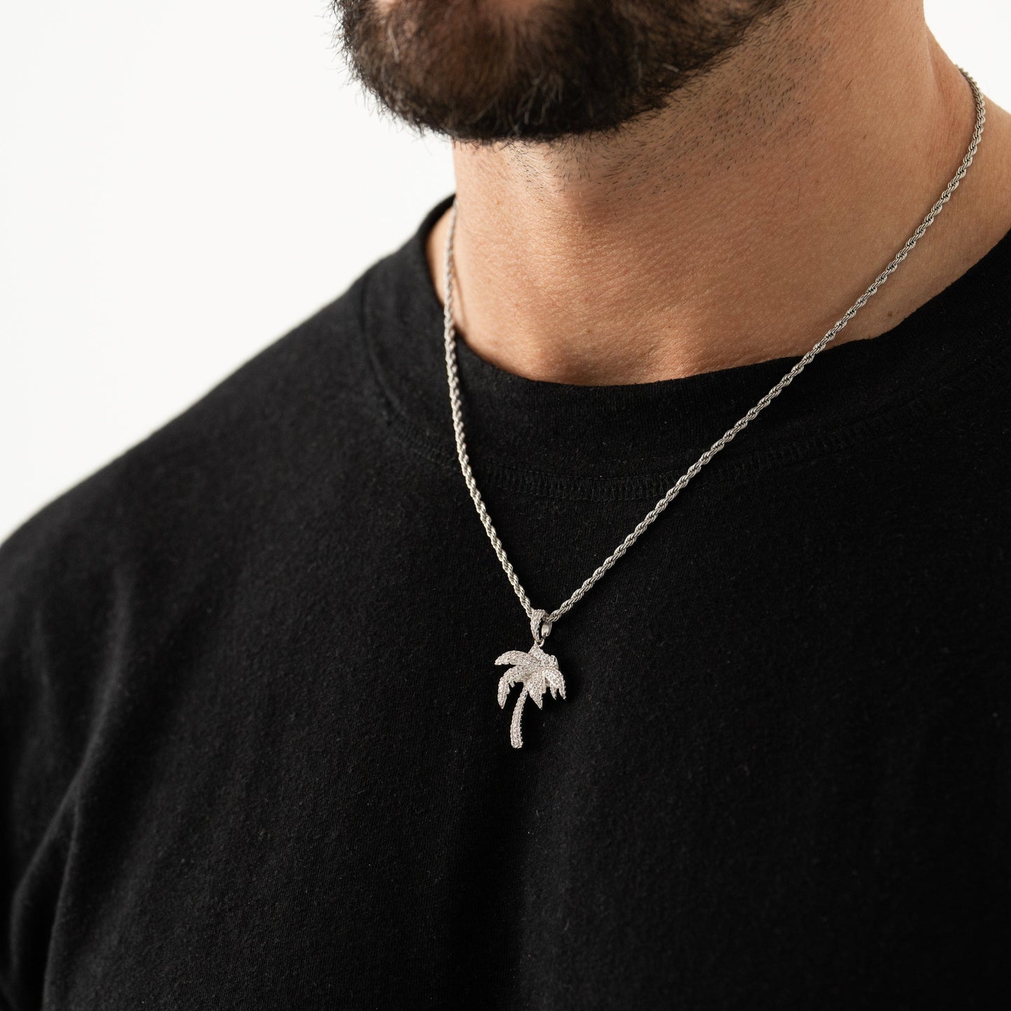 Iced Palmboom Hanger (Zilver)