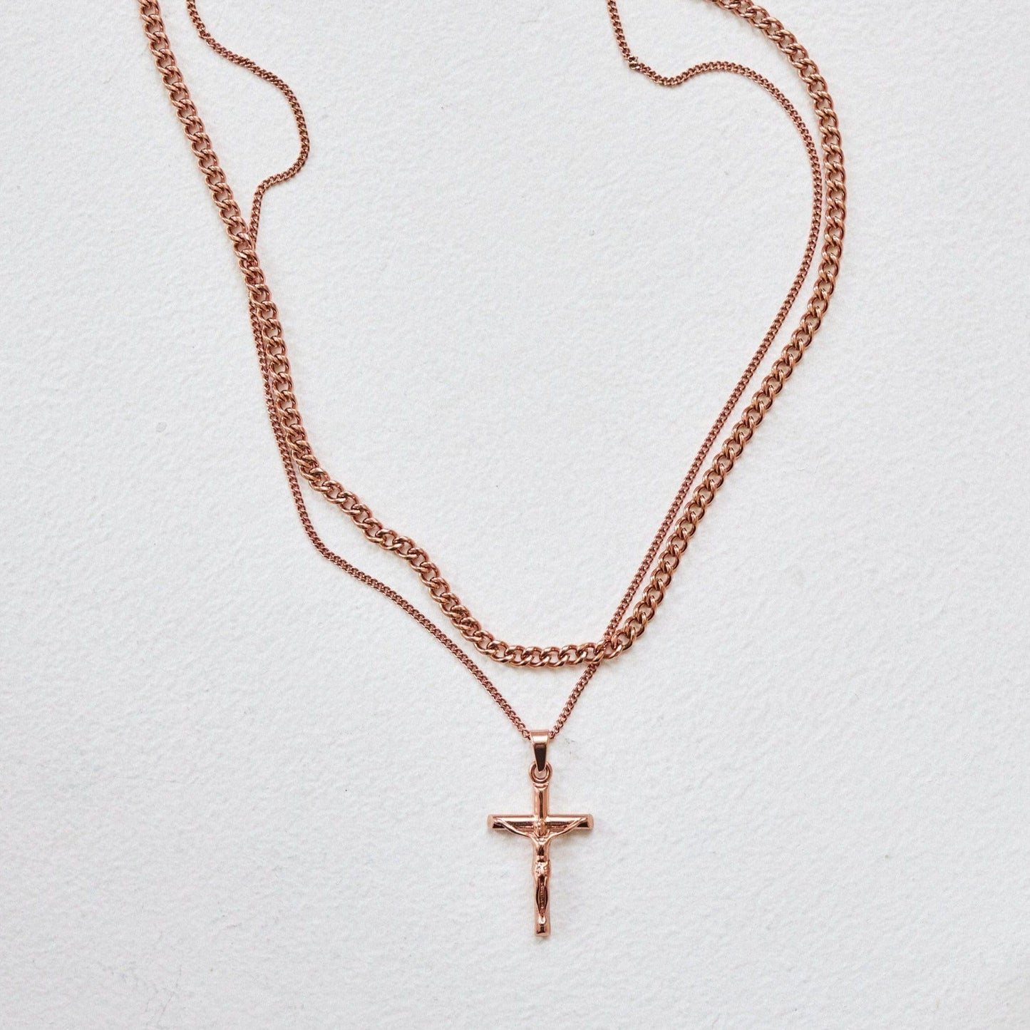 Kruis en Cubaanse Set (Roze Goud)