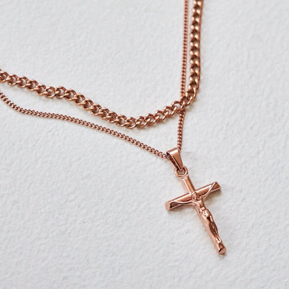 Kruis en Cubaanse Set (Roze Goud)