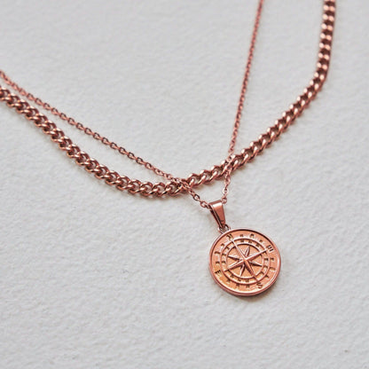 Kompas en Cubaanse Set (Roze Goud)