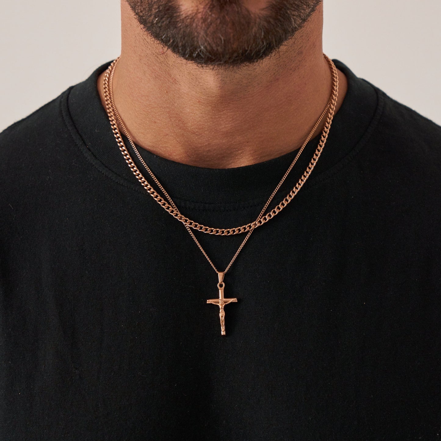 Kruis en Cubaanse Set (Roze Goud)