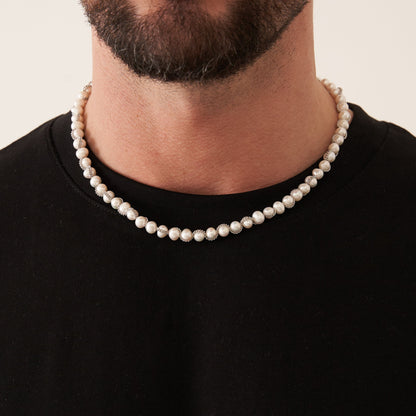 Ketting Wrap Echte Parel Necklace (Zilver)